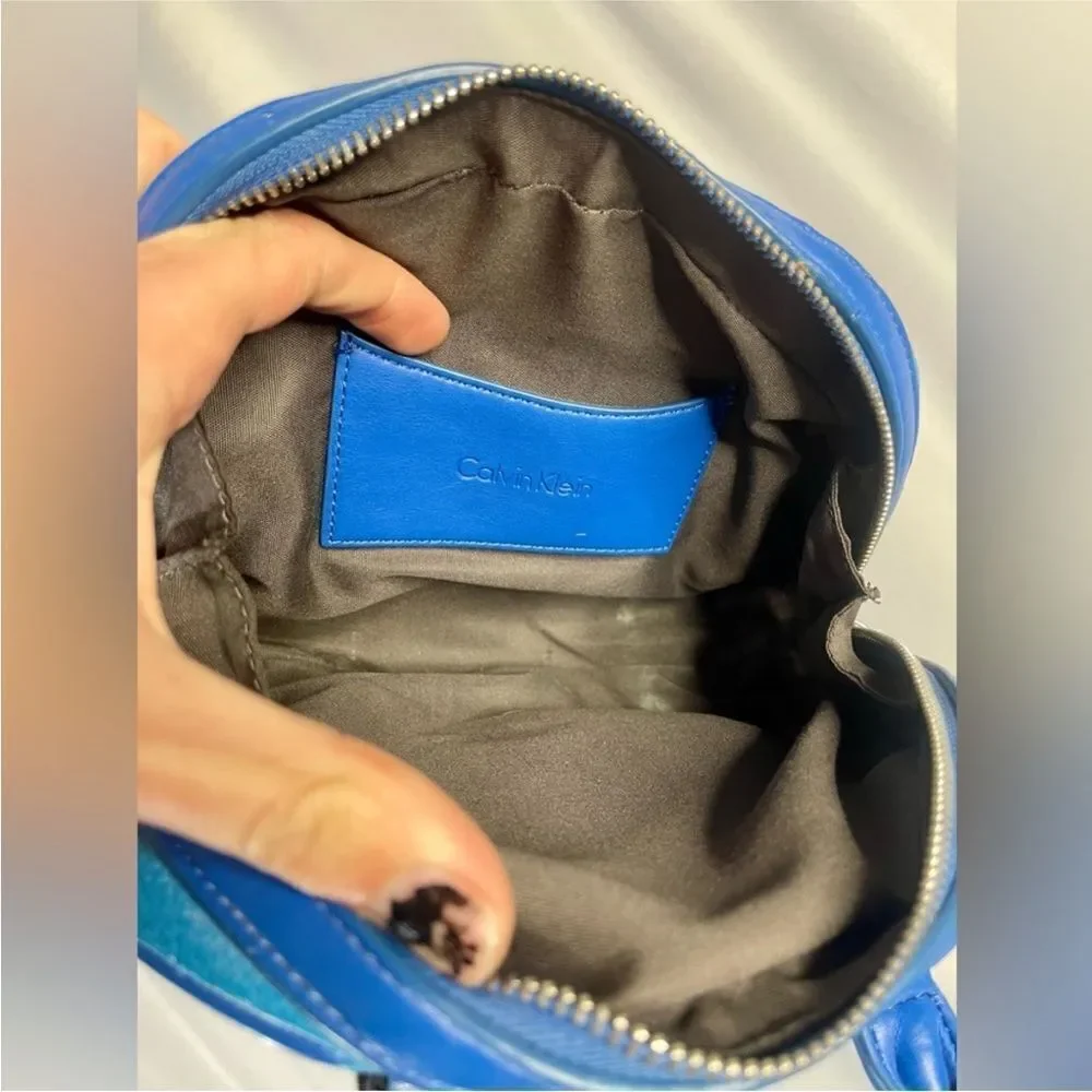 Calvin Klein | small 'Valérie' sleek studio blue faux leather dome satchel bag